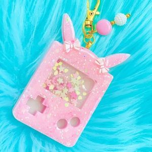 💓 Pink Pikachu Resin Shaker Charm Keychain 💓